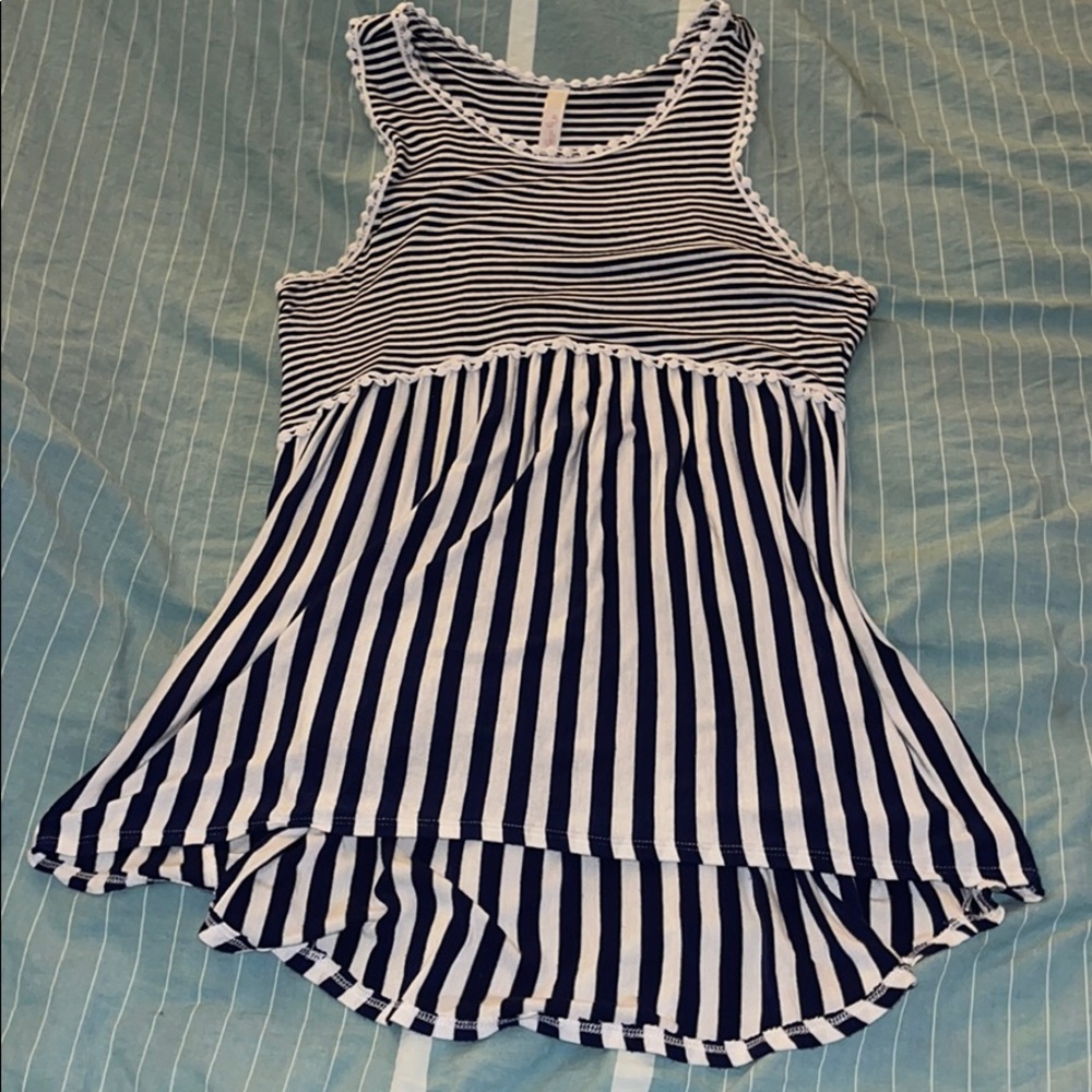 Striped racer back tunic tank
